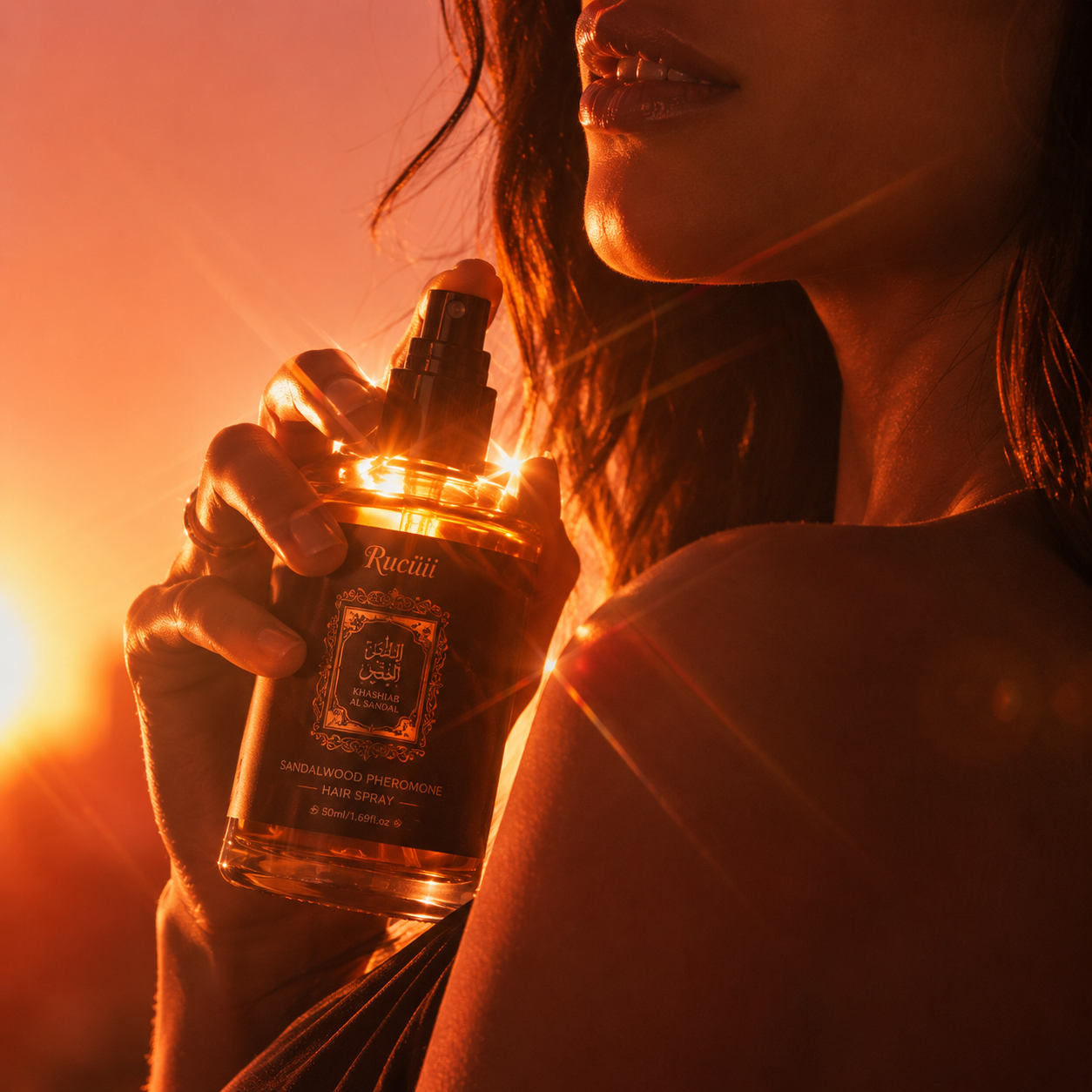 Perfume para Cabello con Feromonas — Aroma Sándalo, Hidratante, sin Alcohol PF™